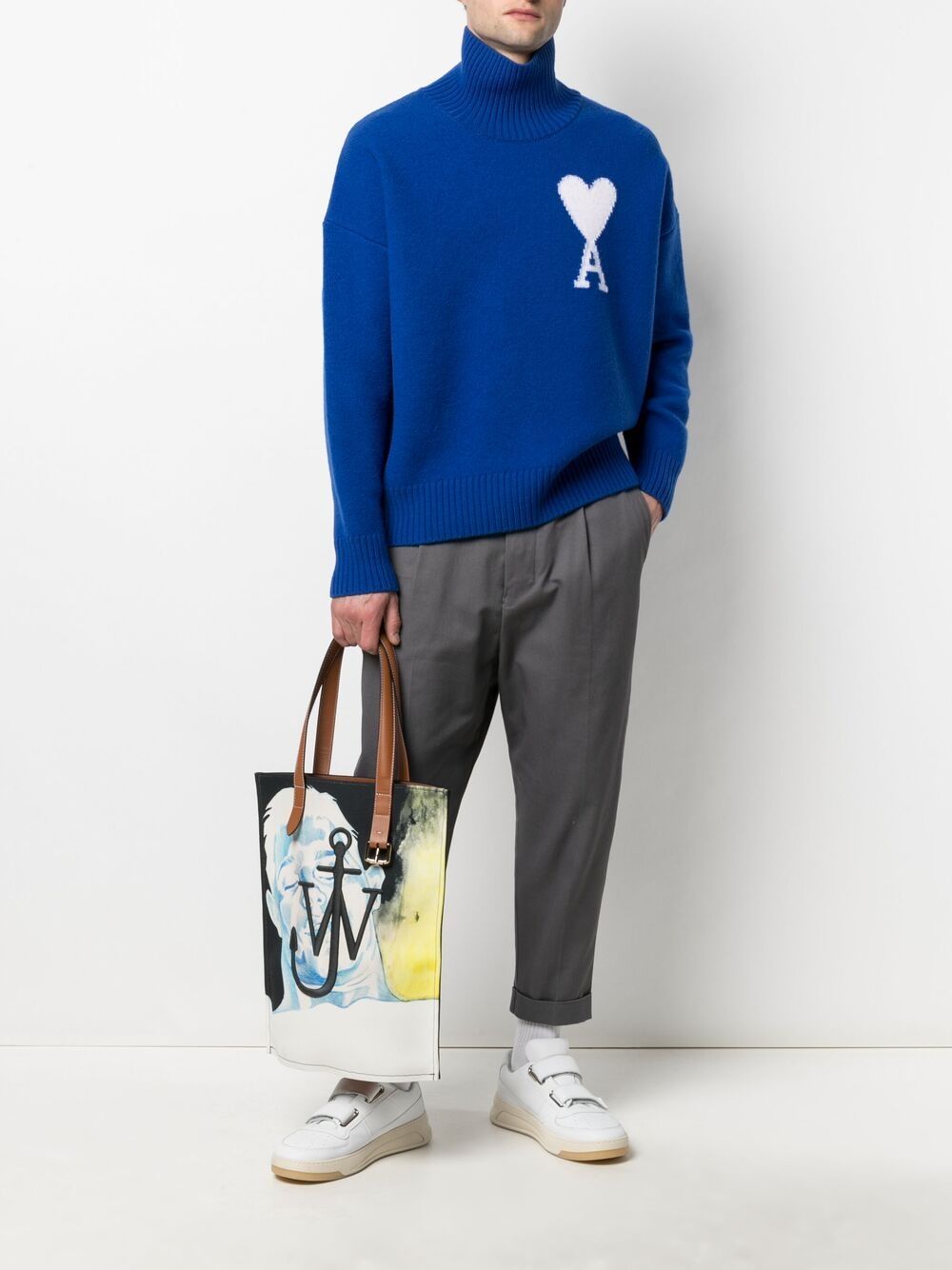 Ami Paris Светр з монограмою Ami de Coeur H20HK009.018-BLUE