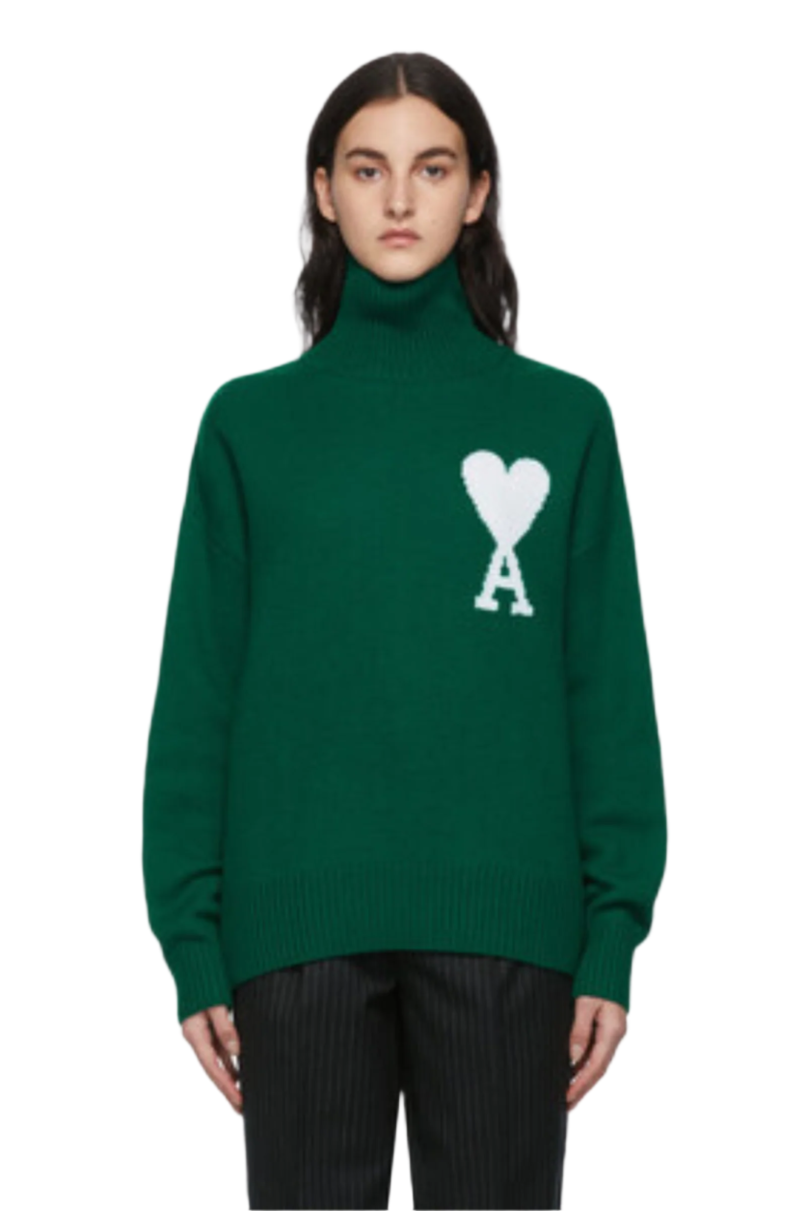 Ami Paris Светр з монограмою Ami de Coeur H20HK009.018-GREEN