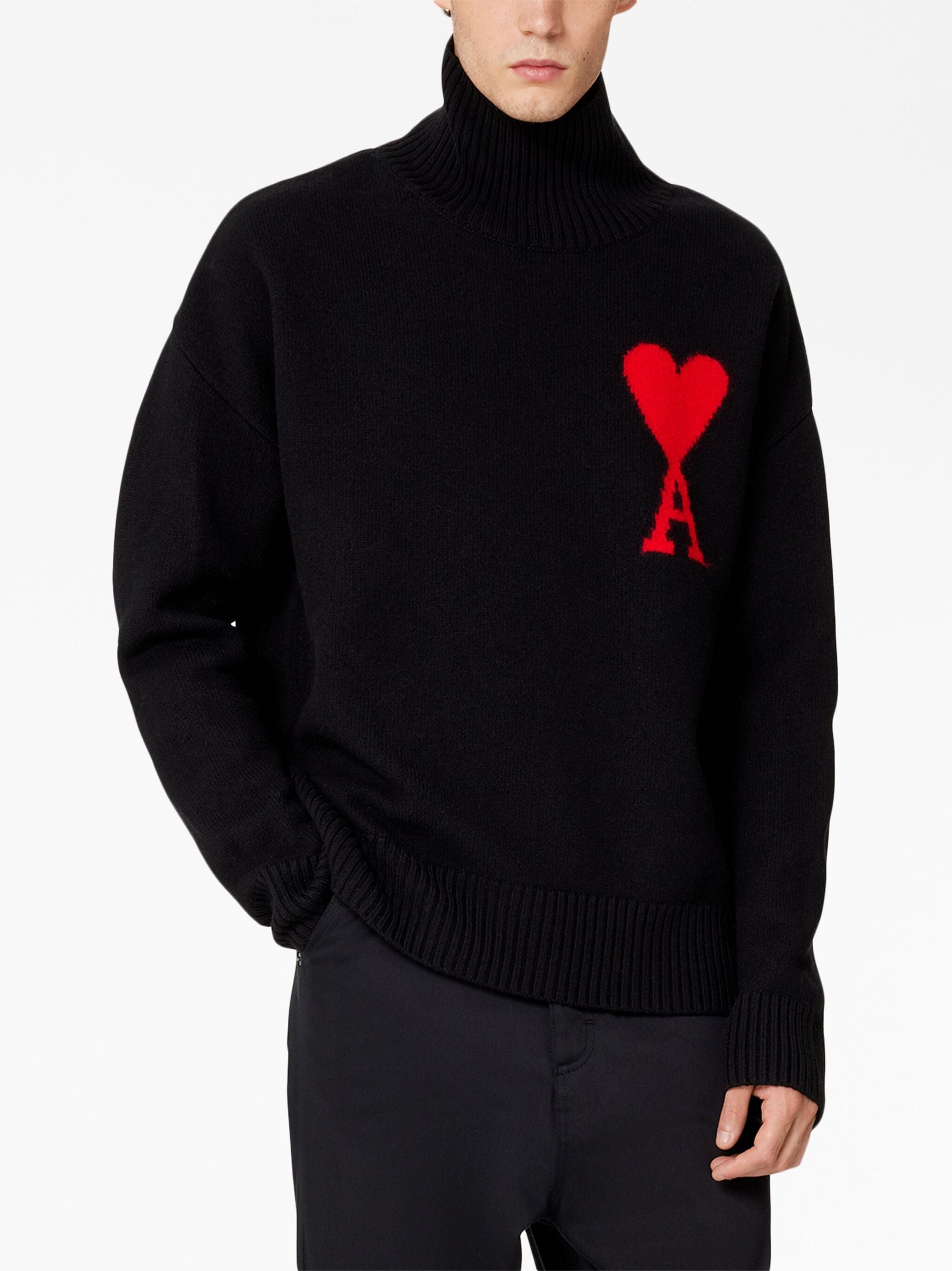 Ami Paris Светр з монограмою Ami de Coeur H20HK009.018-BLACK
