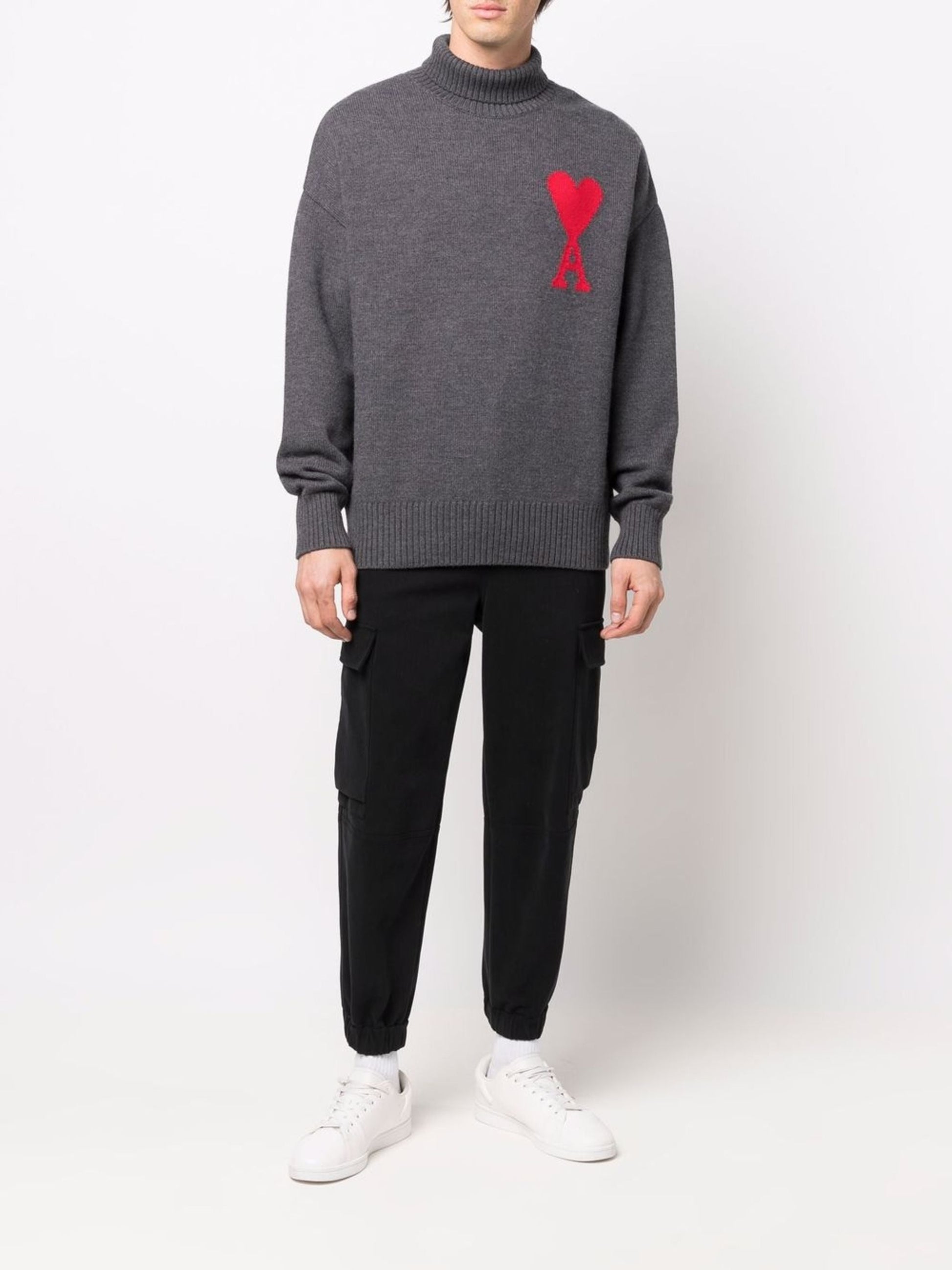 Ami Paris Светр з монограмою Ami de Coeur H20HK009.018-GREY