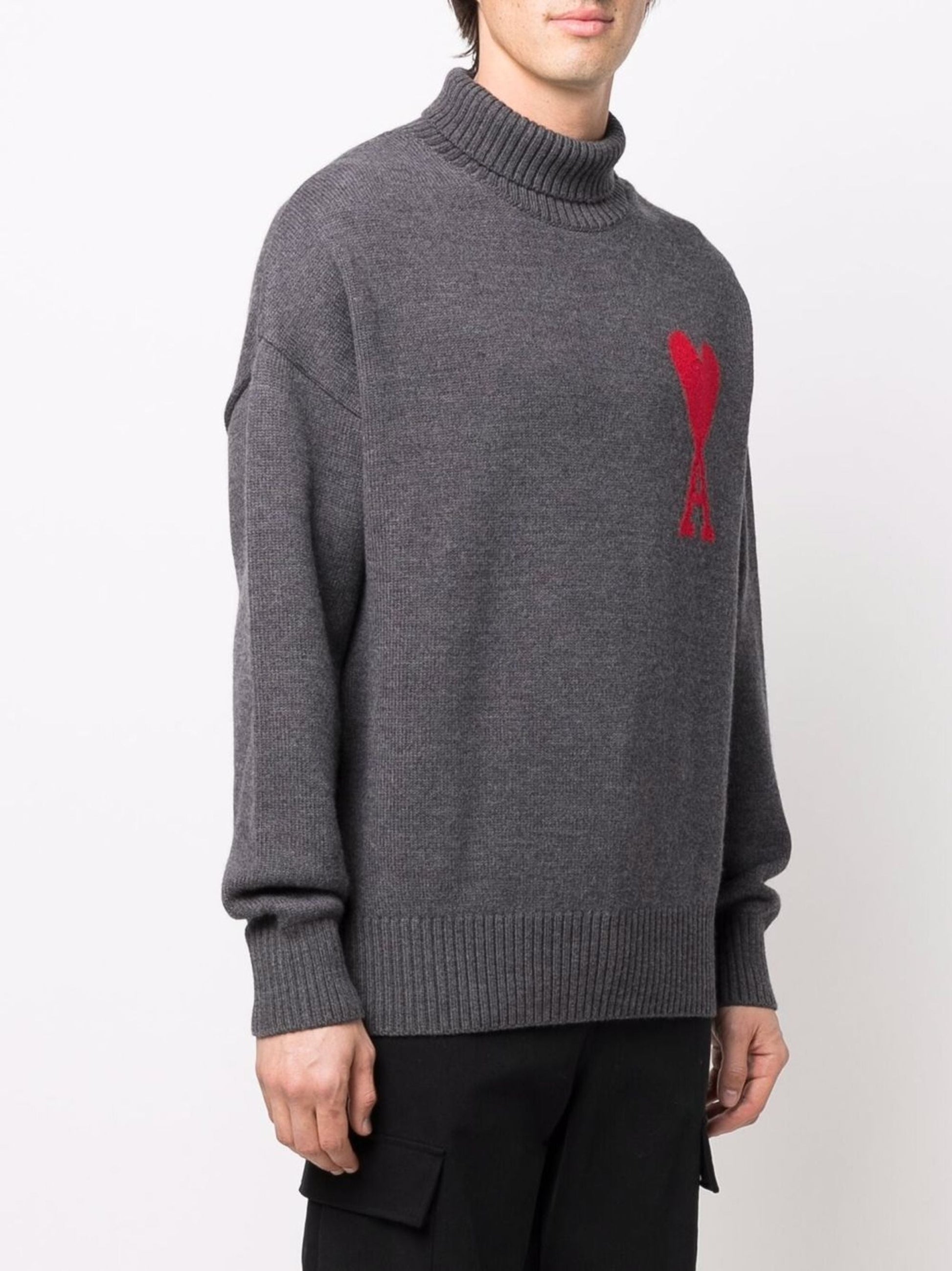 Ami Paris Светр з монограмою Ami de Coeur H20HK009.018-GREY