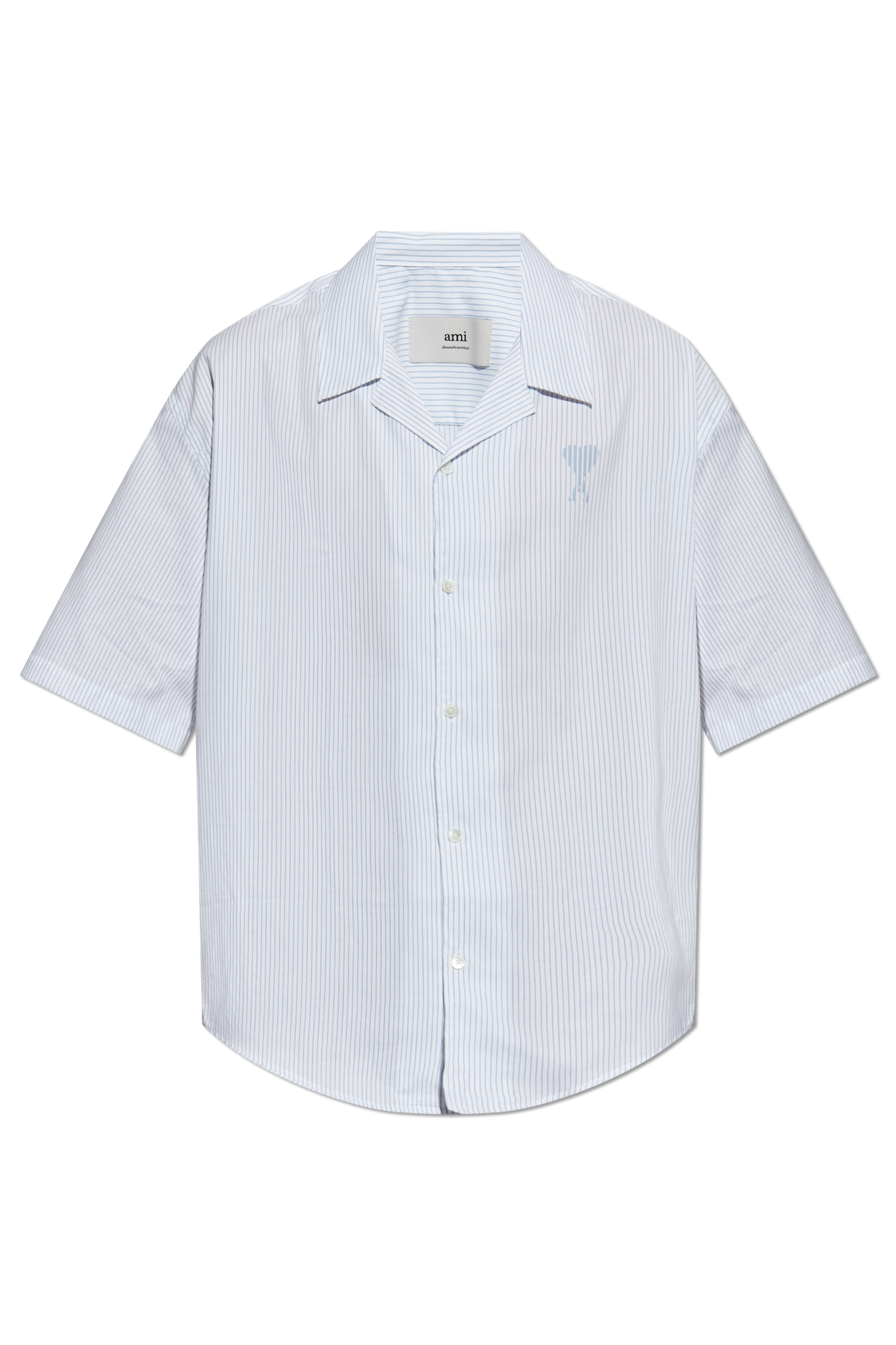 Ami Alexandre Mattiussi light blue Shirt with stripe pattern HSH292 CO0113-1041