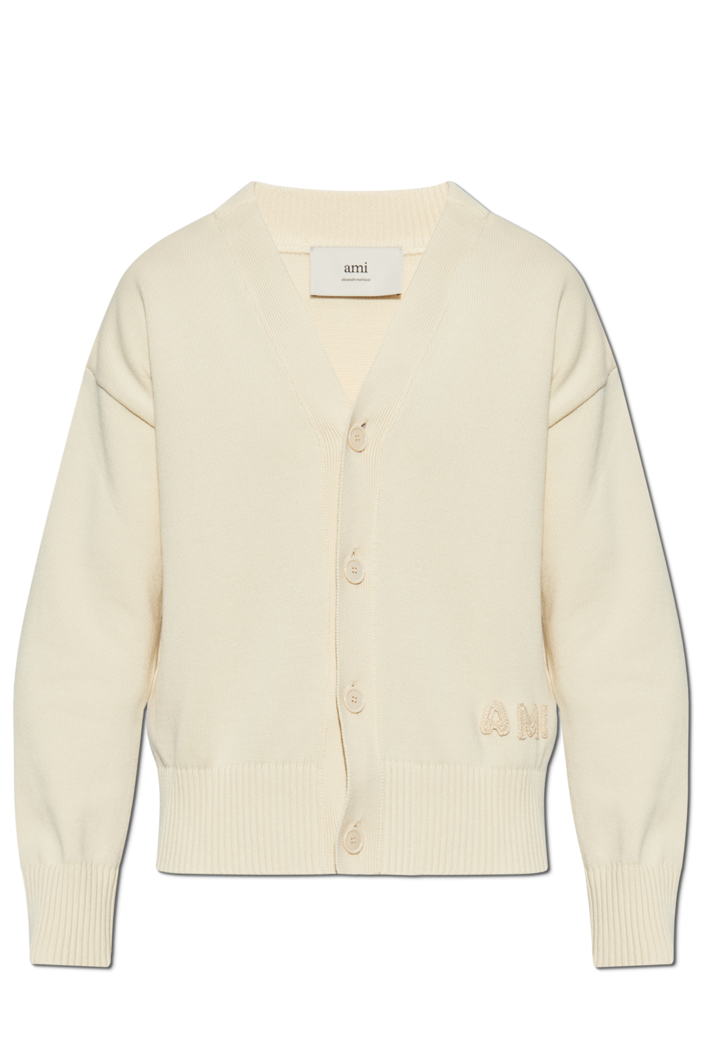 Ami Alexandre Mattiussi cream Cardigan with embroidered logo HKC163 KN0063-136