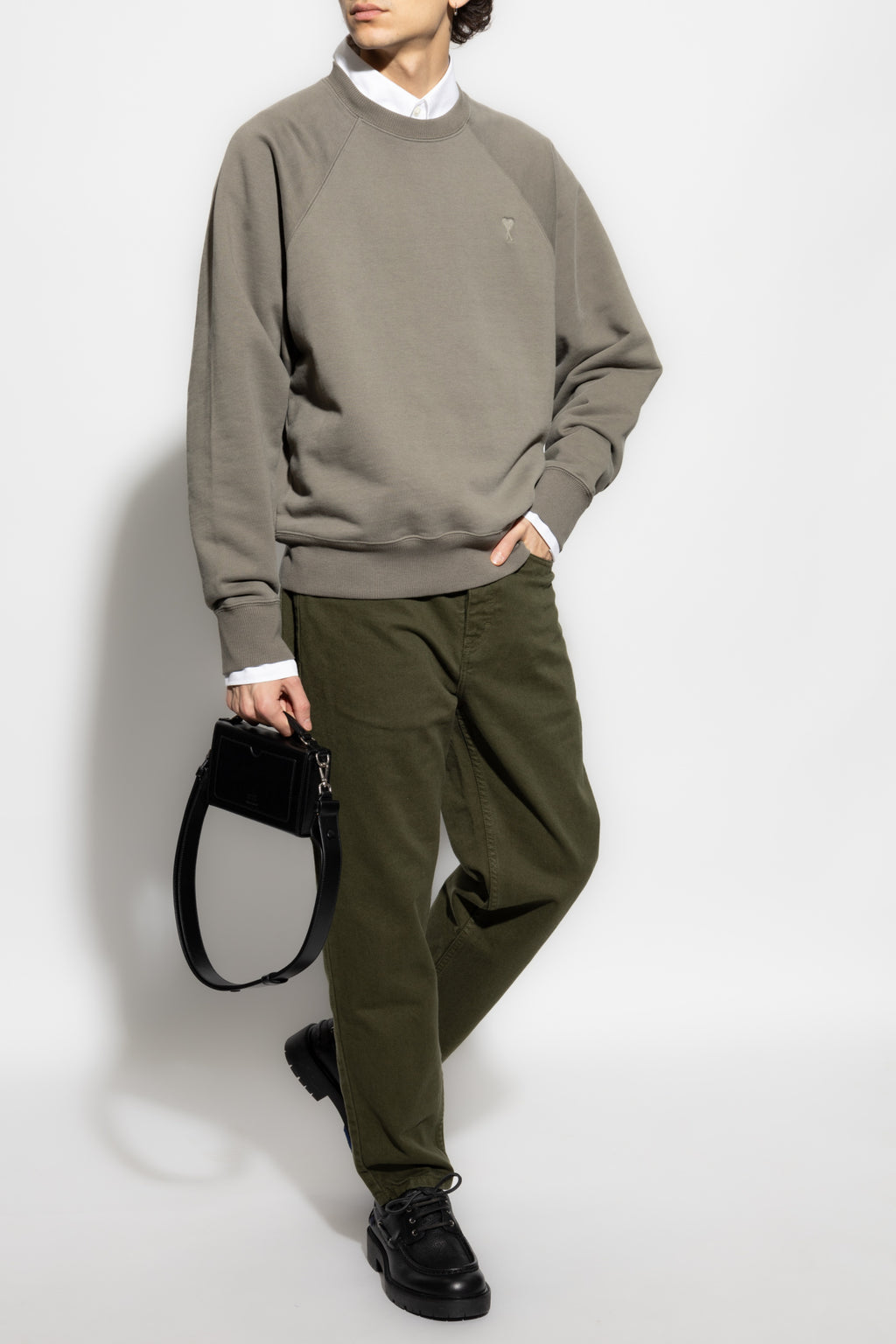 Ami Alexandre Mattiussi GREEN Sweatshirt with logo USW074 747-0953