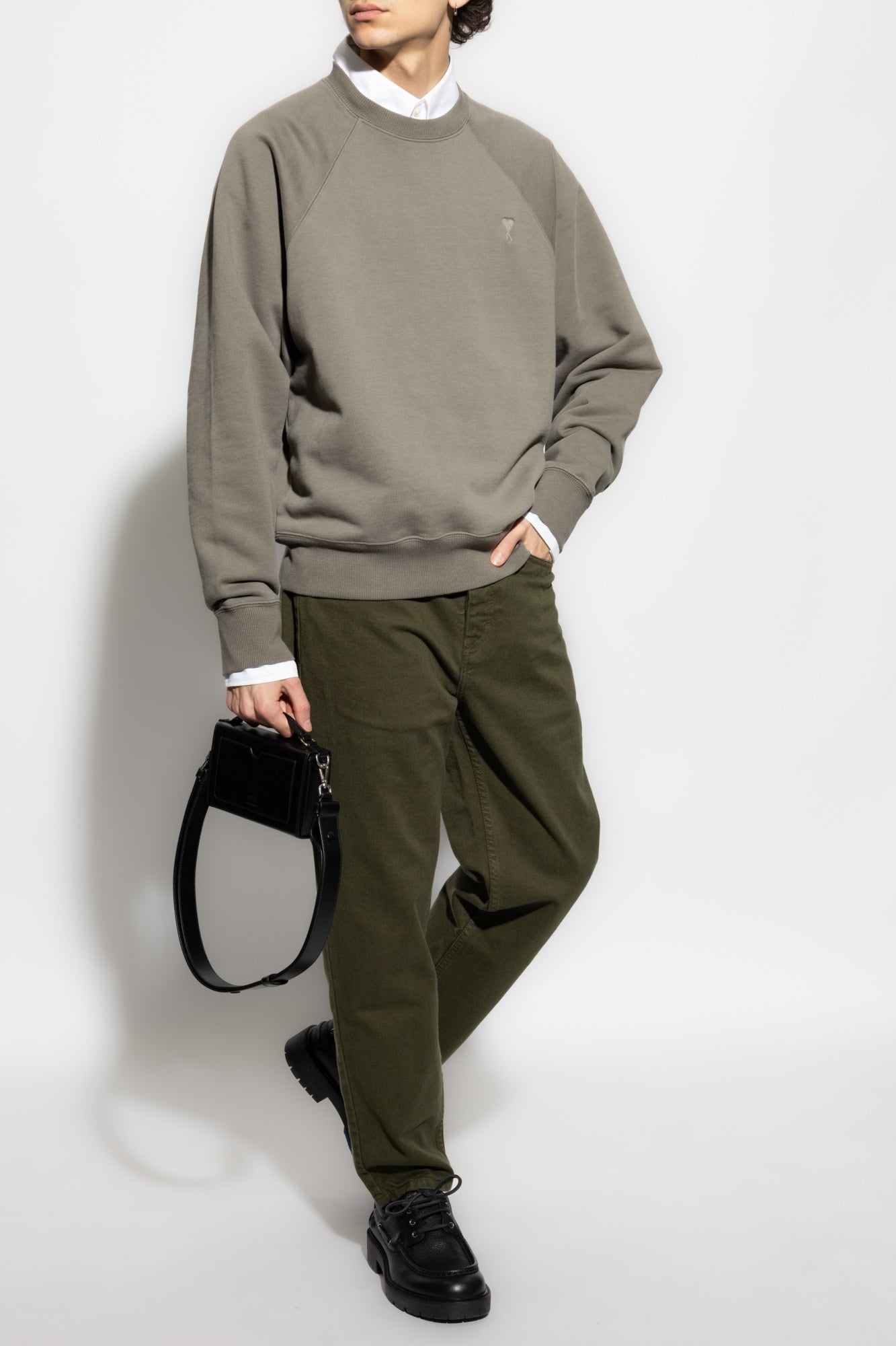 Ami Alexandre Mattiussi GREEN Sweatshirt with logo USW074 747-0953