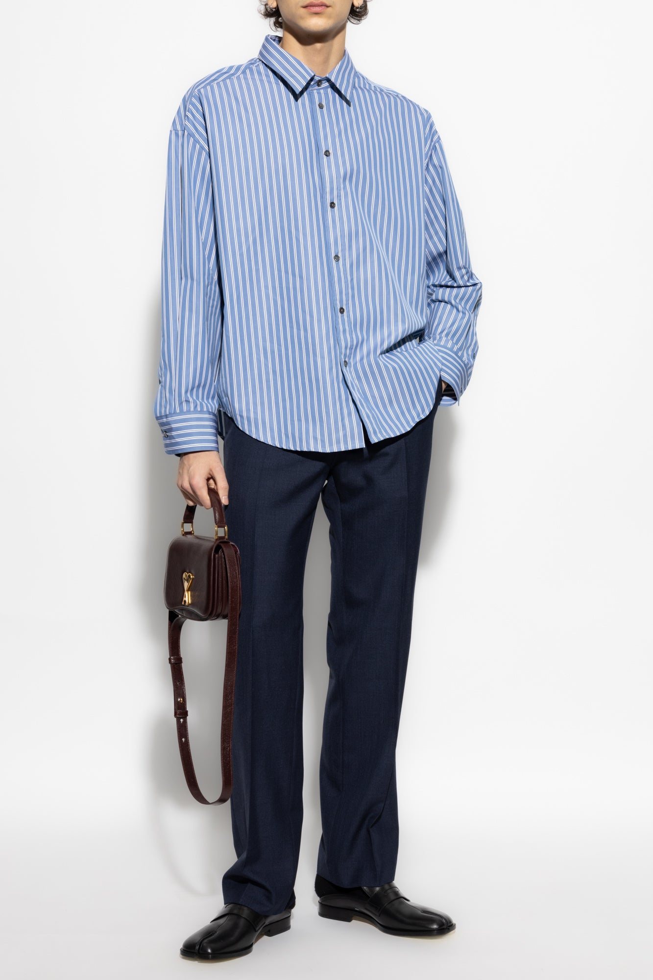 Ami Alexandre Mattiussi BLUE Shirt with striped pattern HSH191 CO0108-4505