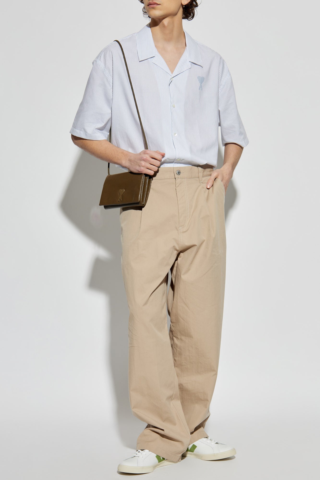 Ami Alexandre Mattiussi light blue Shirt with stripe pattern HSH292 CO0113-1041