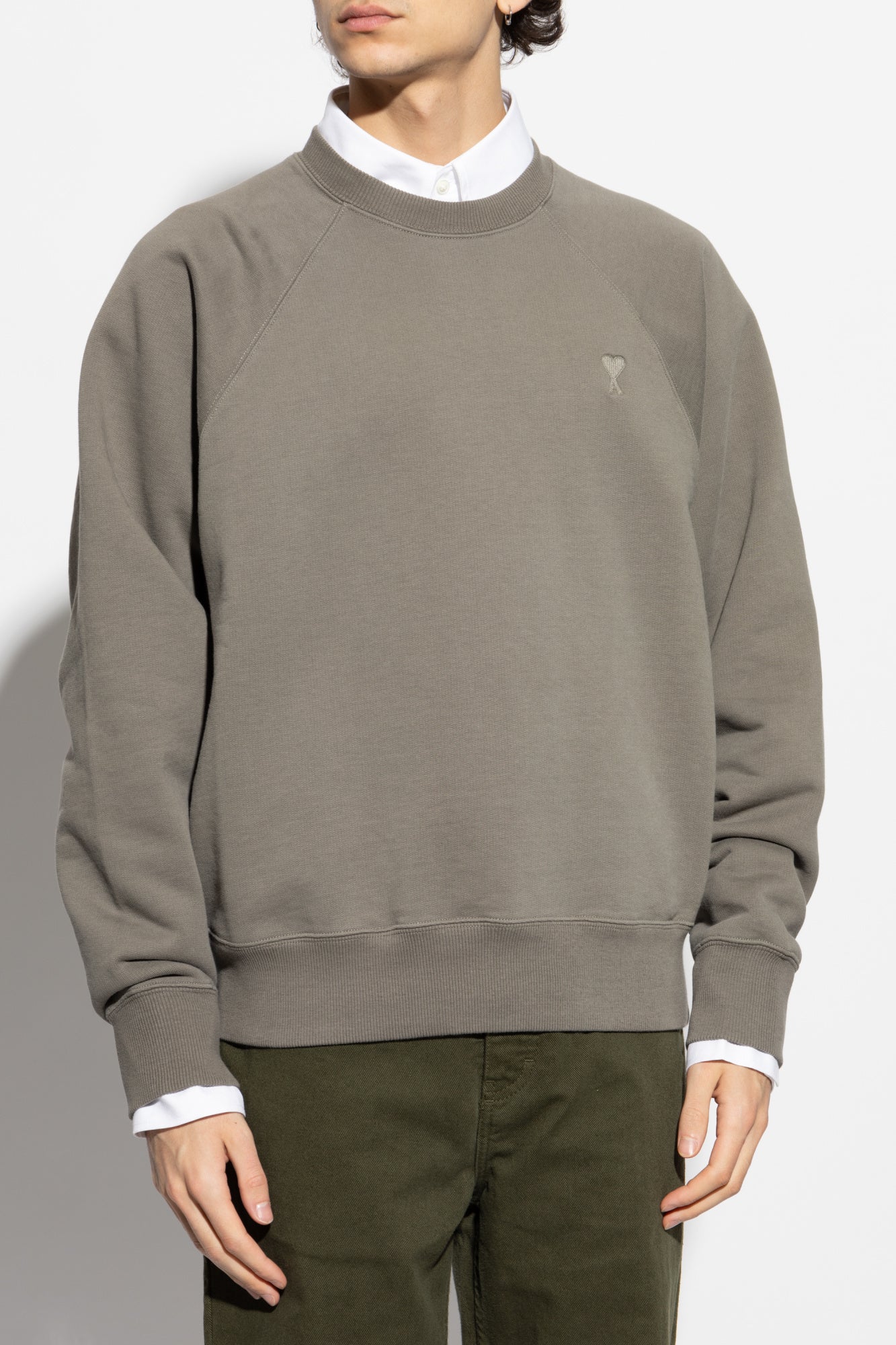 Ami Alexandre Mattiussi GREEN Sweatshirt with logo USW074 747-0953