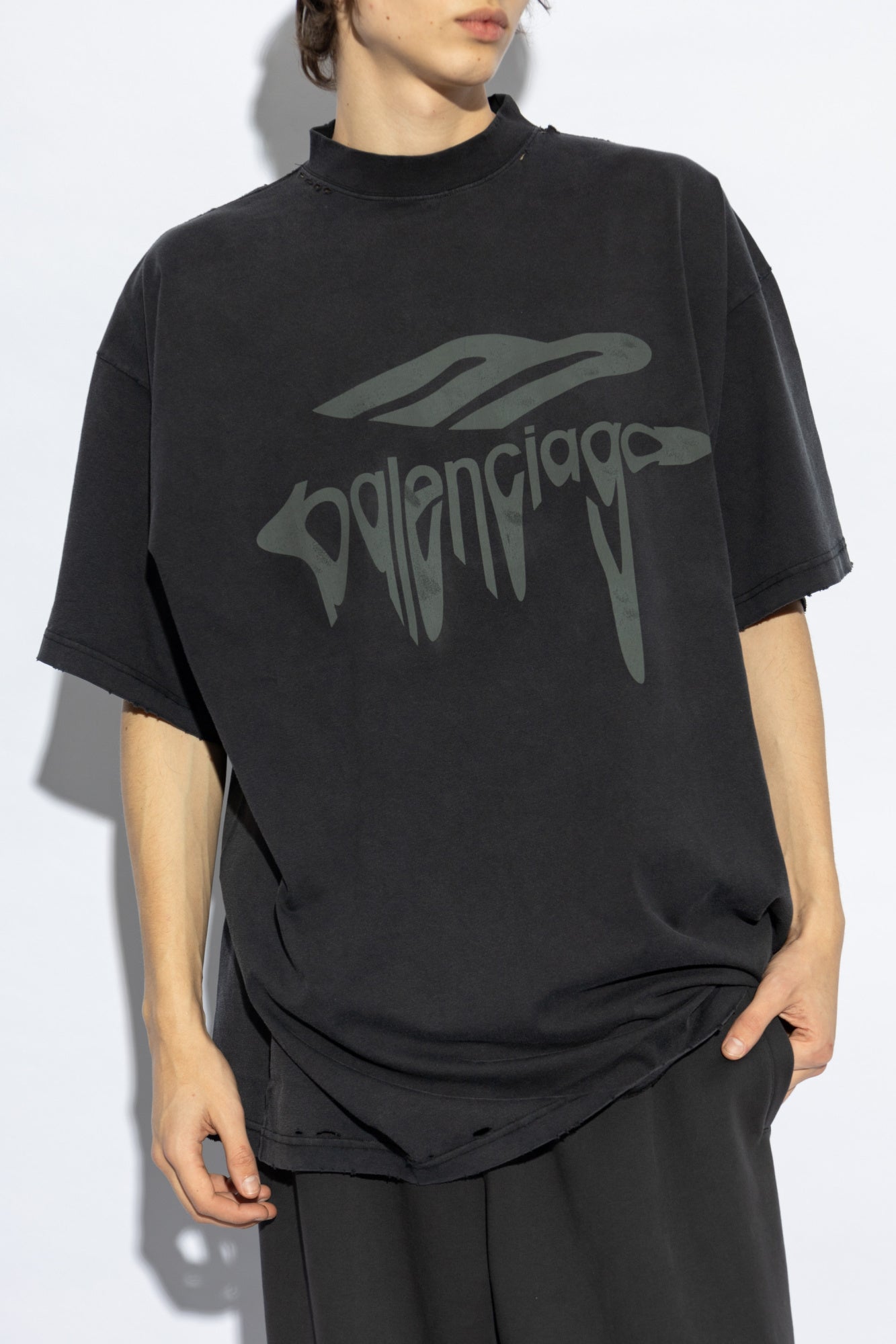 Balenciaga GREY T-shirt with logo 787349 TRVS8-1013