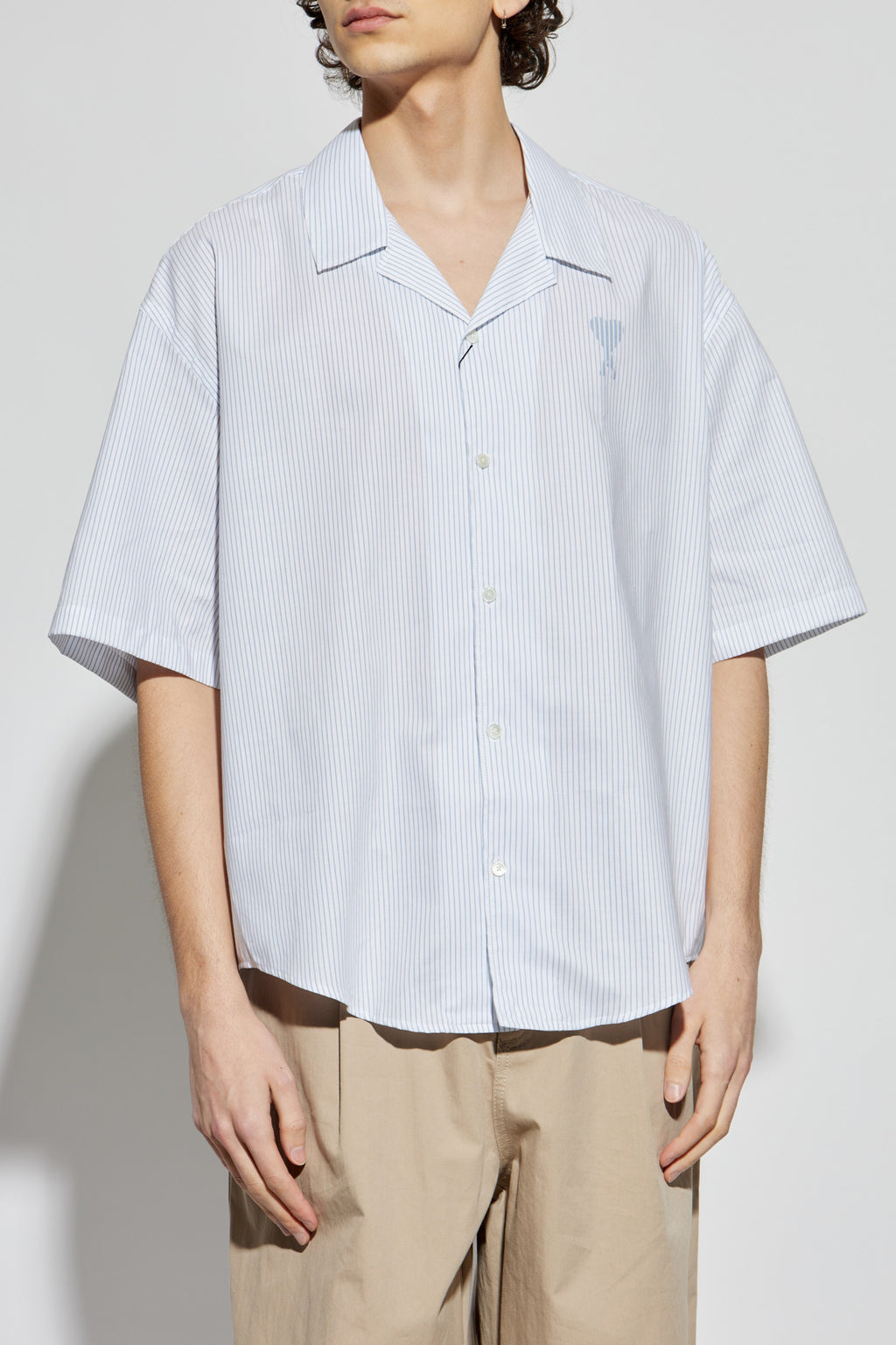 Ami Alexandre Mattiussi light blue Shirt with stripe pattern HSH292 CO0113-1041