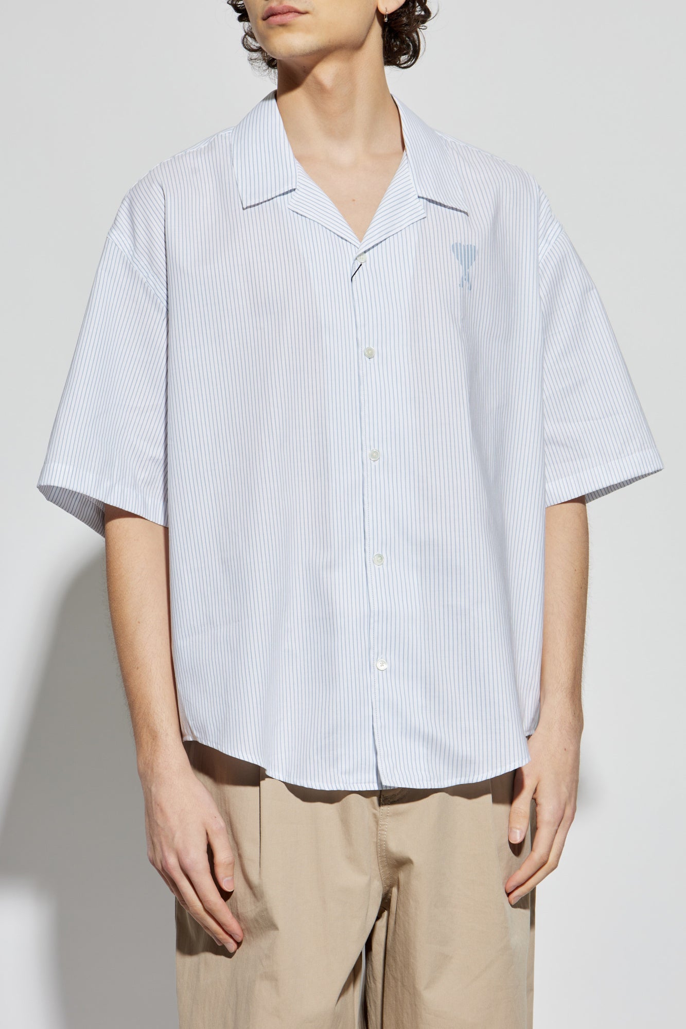 Ami Alexandre Mattiussi light blue Shirt with stripe pattern HSH292 CO0113-1041