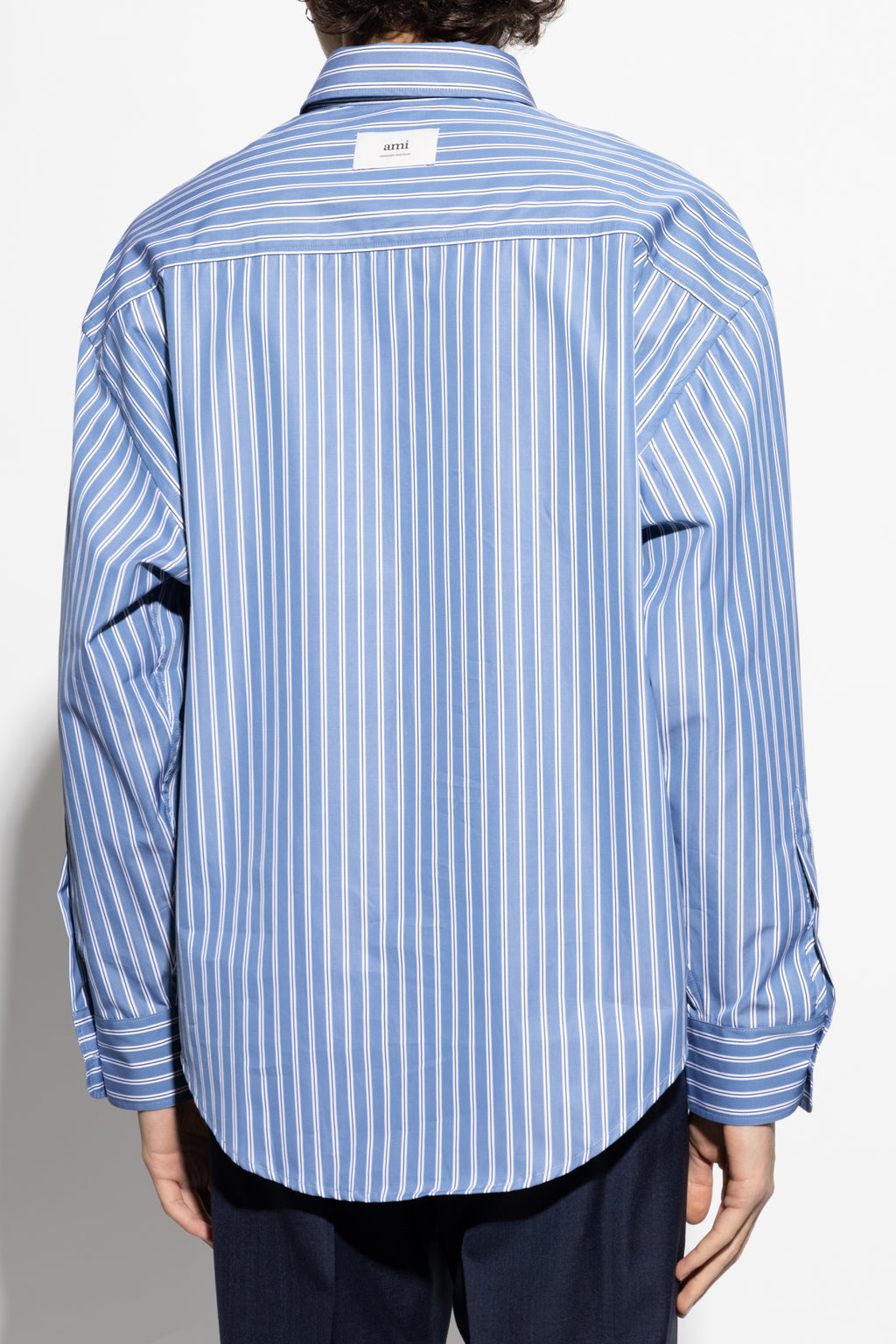Ami Alexandre Mattiussi BLUE Shirt with striped pattern HSH191 CO0108-4505