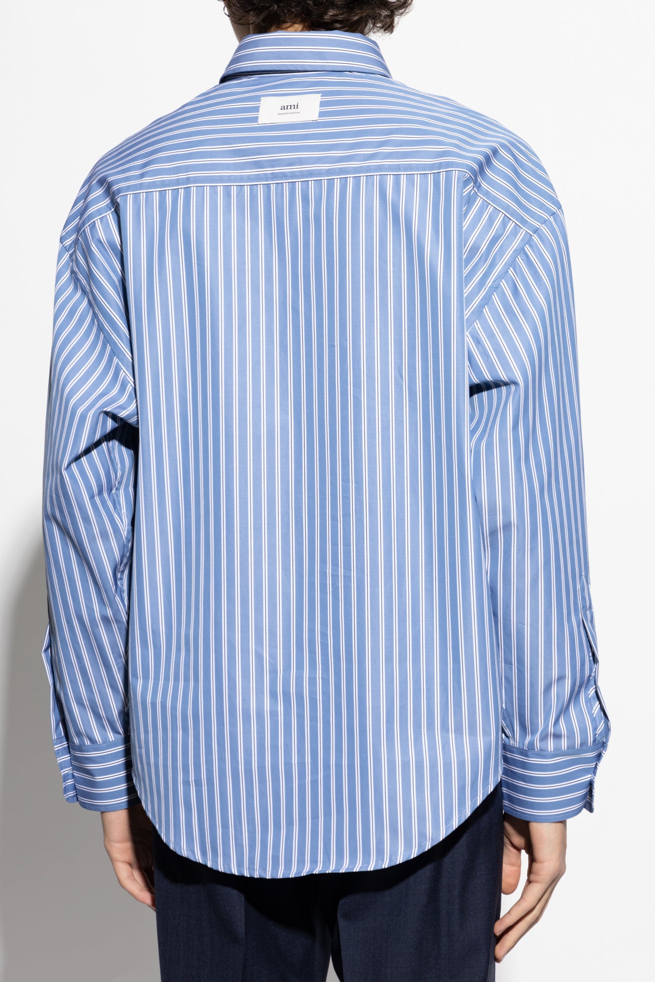 Ami Alexandre Mattiussi BLUE Shirt with striped pattern HSH191 CO0108-4505