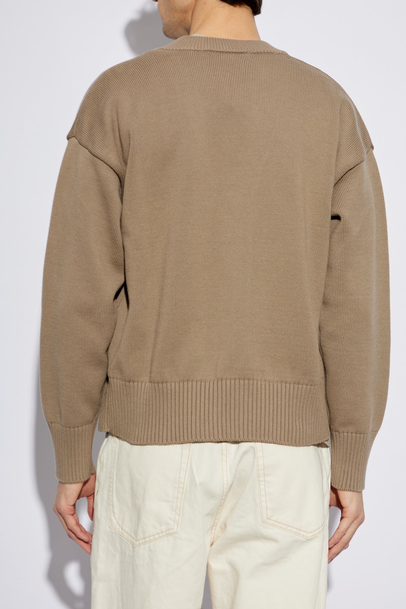Ami Alexandre Mattiussi beige Cardigan with embroidered logo HKC163 KN0063-0952