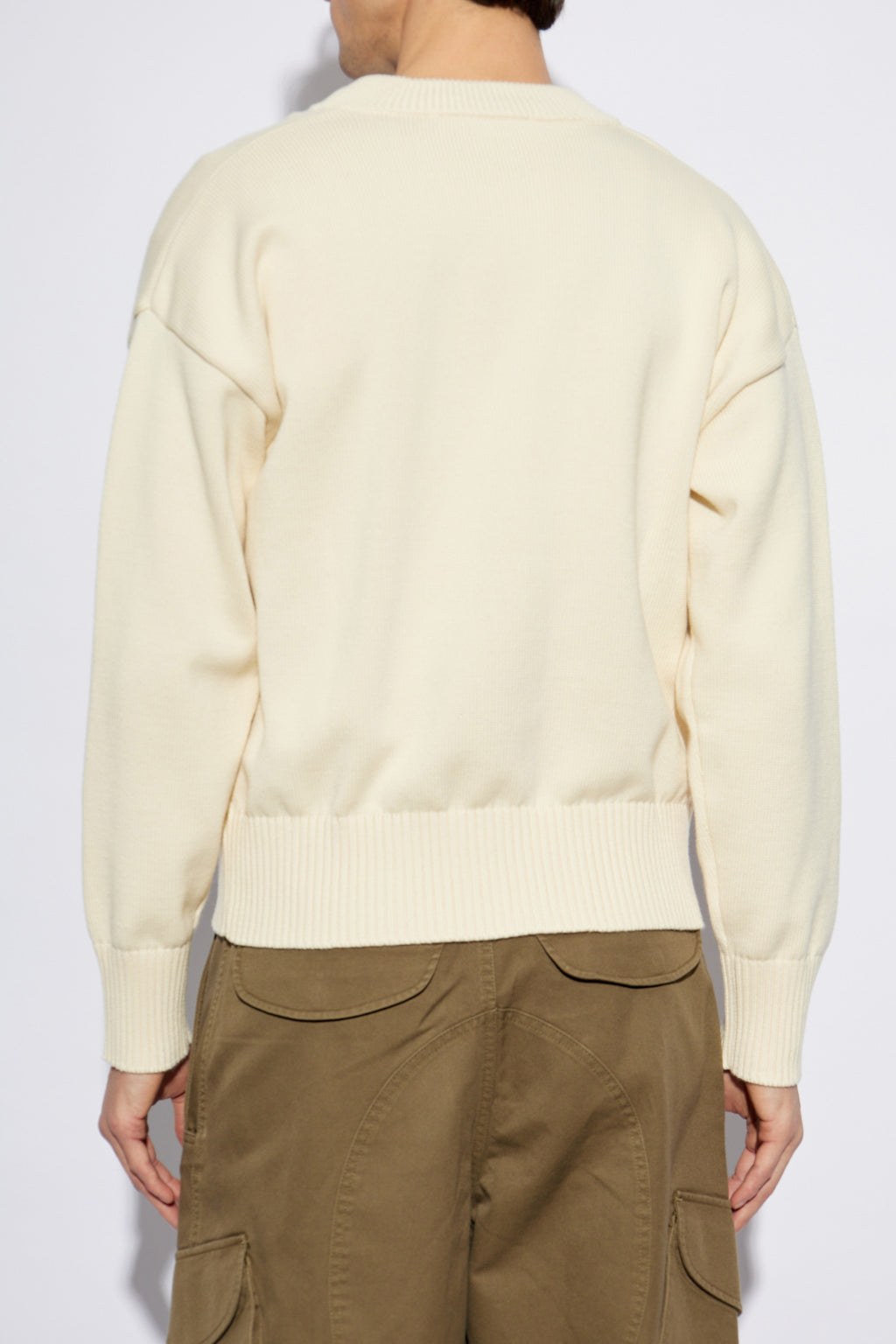 Ami Alexandre Mattiussi cream Cardigan with embroidered logo HKC163 KN0063-136