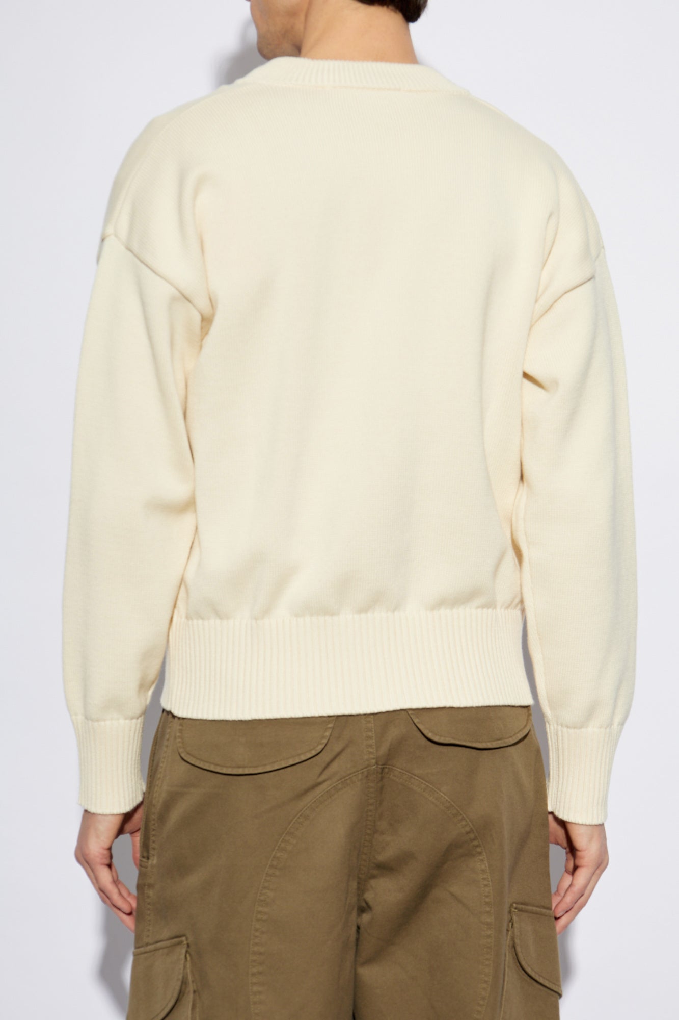 Ami Alexandre Mattiussi cream Cardigan with embroidered logo HKC163 KN0063-136