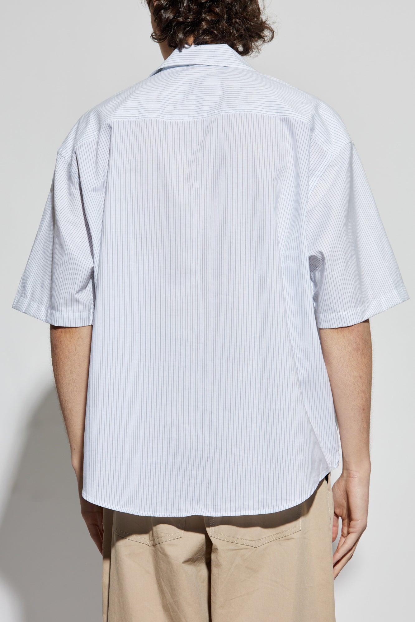 Ami Alexandre Mattiussi light blue Shirt with stripe pattern HSH292 CO0113-1041