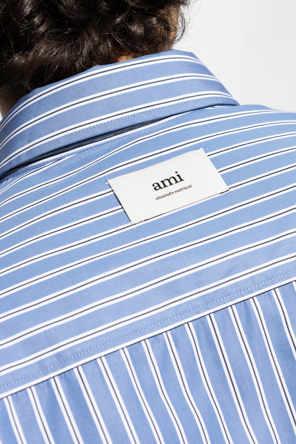 Ami Alexandre Mattiussi BLUE Shirt with striped pattern HSH191 CO0108-4505