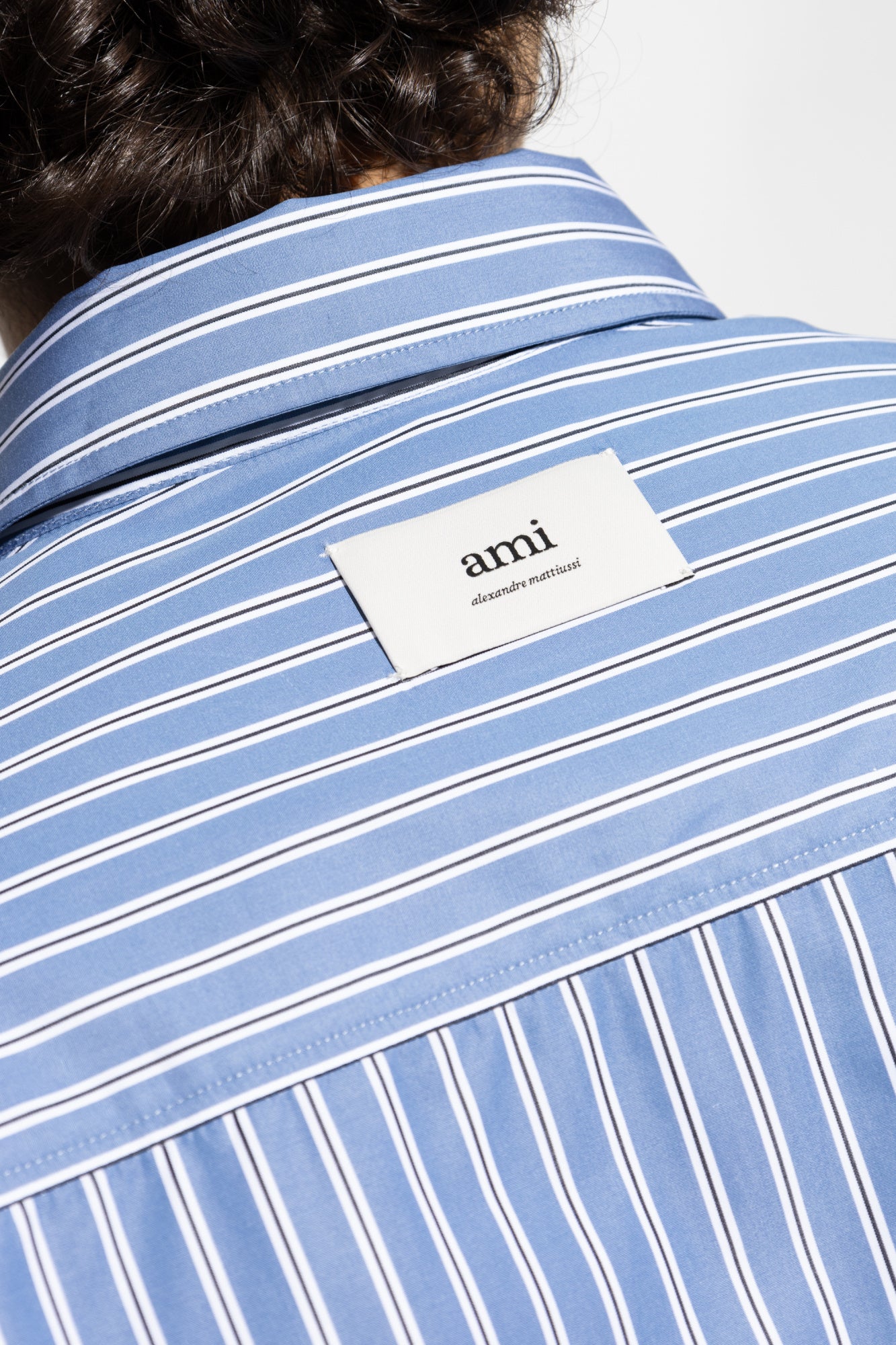 Ami Alexandre Mattiussi BLUE Shirt with striped pattern HSH191 CO0108-4505