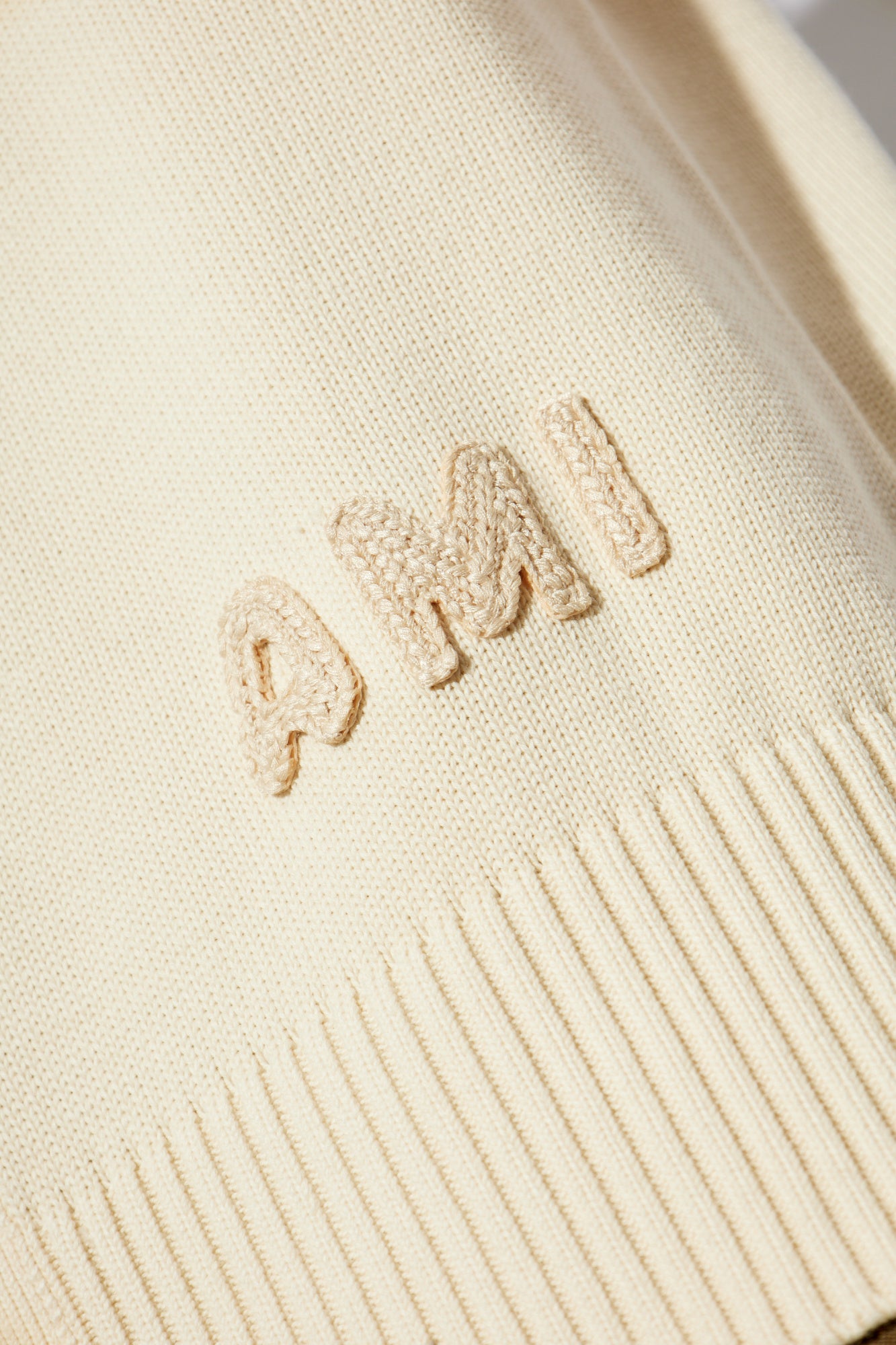 Ami Alexandre Mattiussi cream Cardigan with embroidered logo HKC163 KN0063-136