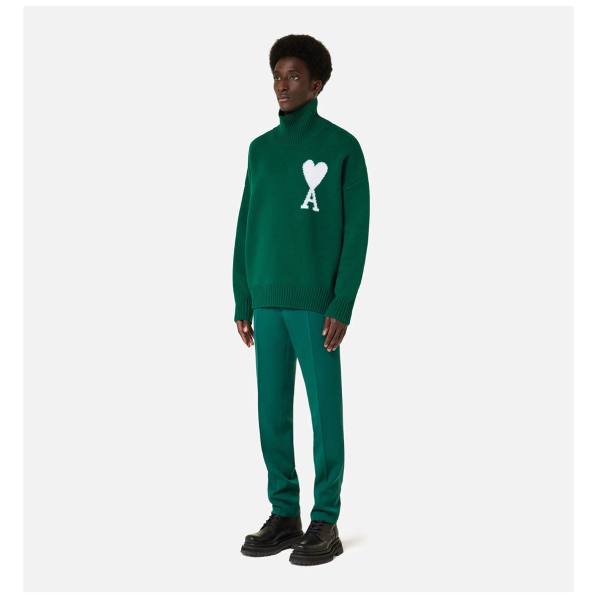 Ami Paris Светр з монограмою Ami de Coeur H20HK009.018-GREEN